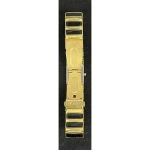 Elgin Vintage Rhinestone Bezel Band Gold Black Tone Watch New Battery 7.5\